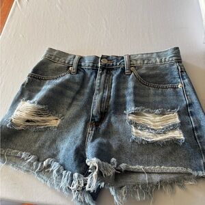 Just USA Light Blue Distressed Denim Shorts